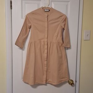 Tuckernuck sz S, Royal shirt dress in beige/sand poplin 100% cotton.